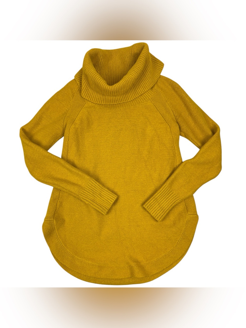 Anthropologie Georgia Cowl Neck Tunic Sweater Mustard Gold High Low Hem XS